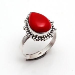Red Coral 925 Sterling Silver Ring